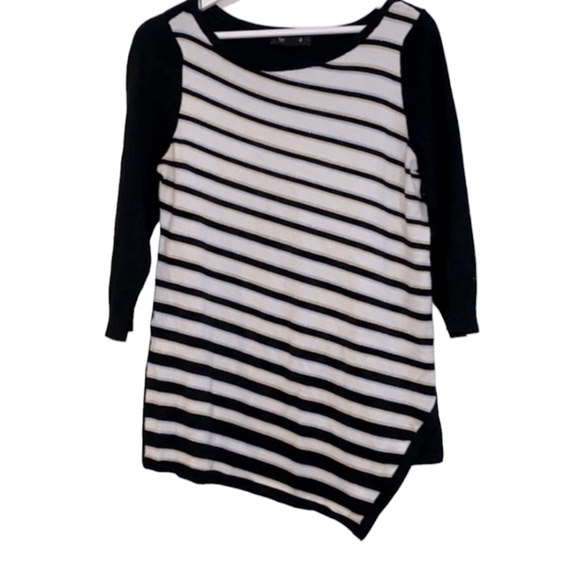 White House Black Market stripped asymmetrical sweater size medium - Picture 2 of 9